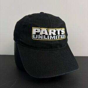 Parts Unlimited Motorcycle Racing Black Dad Hat Biker Cap Strapback Adjustable
